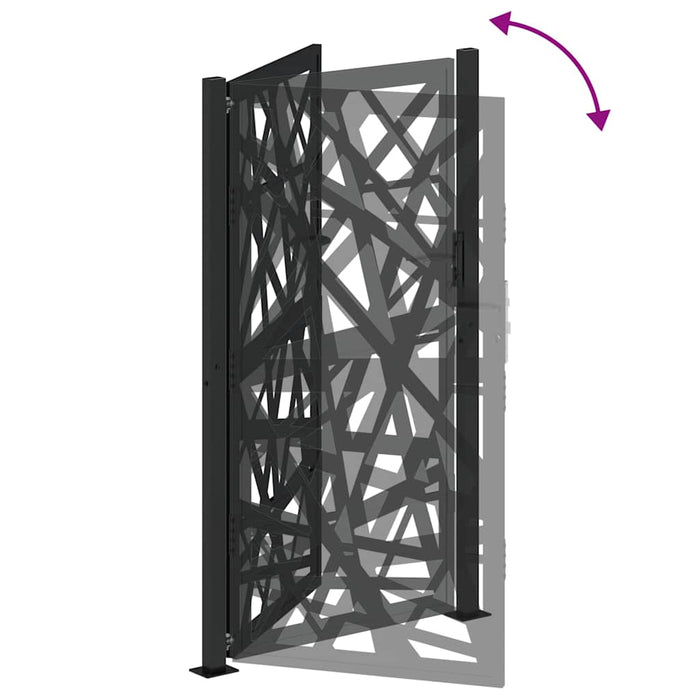 Cancello Giardino Nero 105x180 cm in Acciaio Design Leggero 4100952