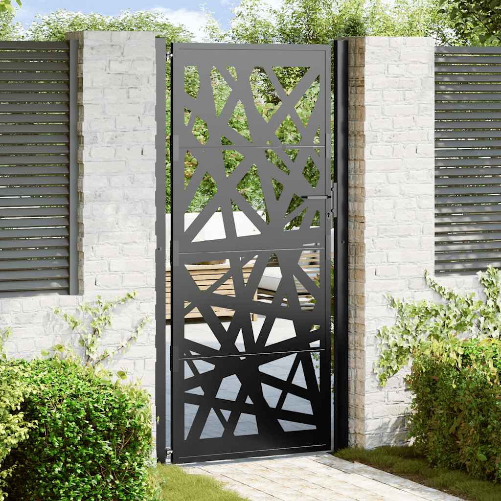 vidaXL Cancello Giardino Nero 105x205 cm in Acciaio Design Leggero
