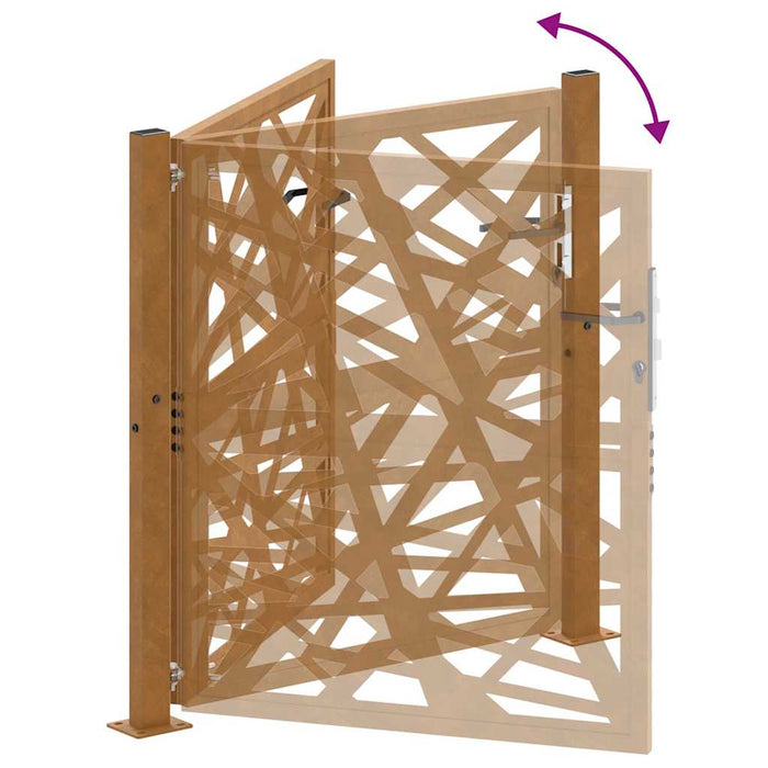 Cancello da Giardino 105x105 cm Acciaio Corten Design Leggero 4100954