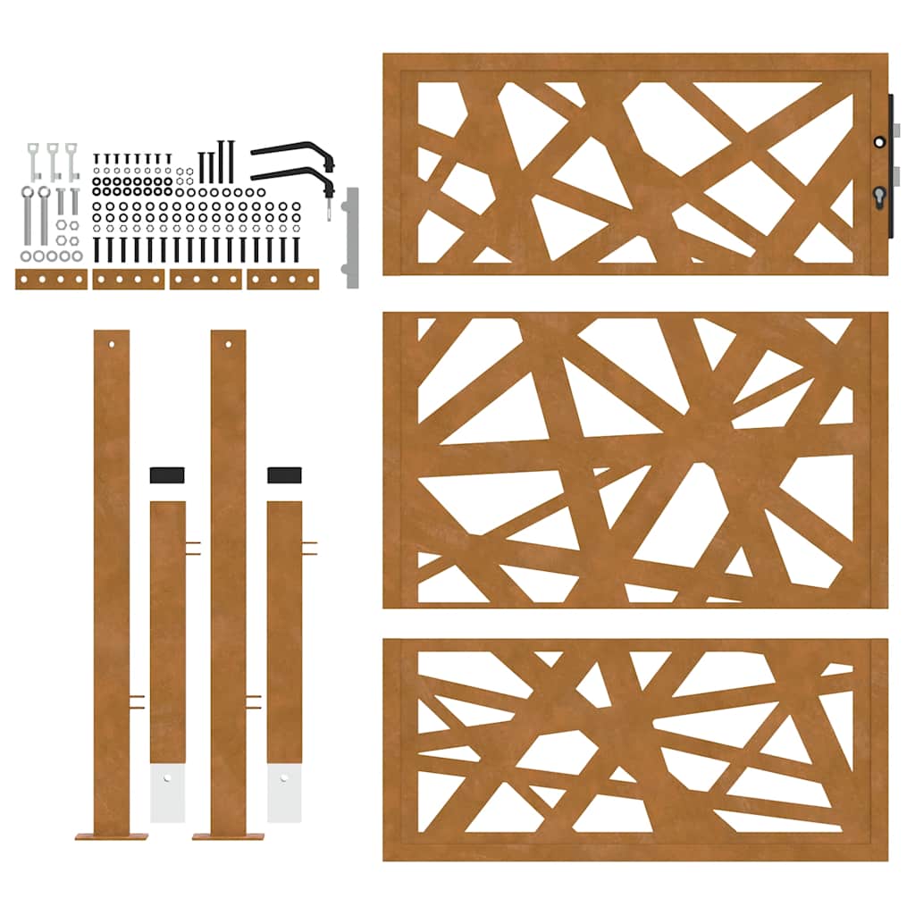 Cancello da Giardino 105x130 cm Acciaio Corten Design Leggero
