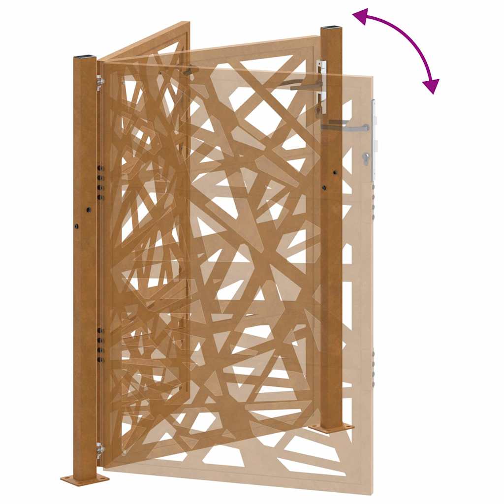 Cancello da Giardino 105x130 cm Acciaio Corten Design Leggero 4100955