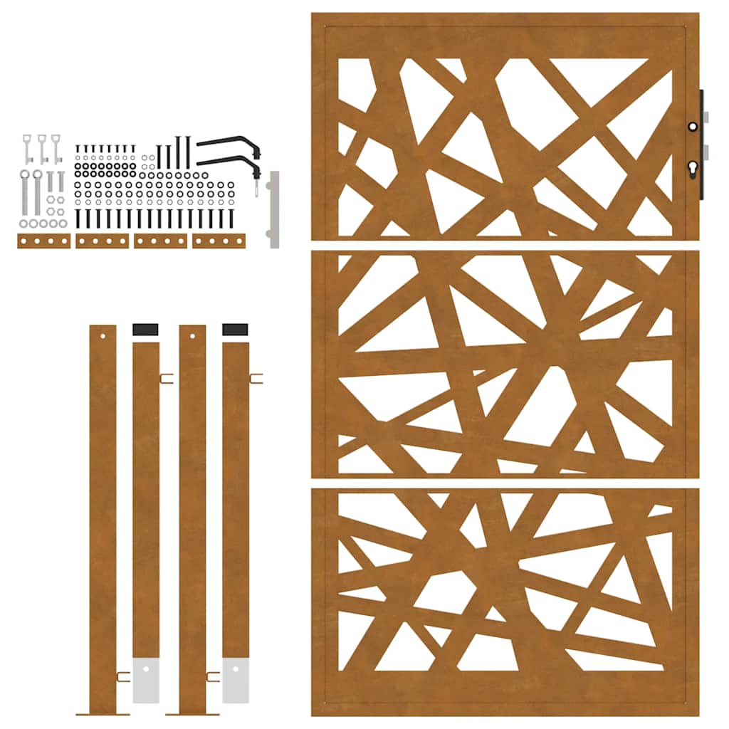 Cancello da Giardino 105x155 cm Acciaio Corten Design Leggero