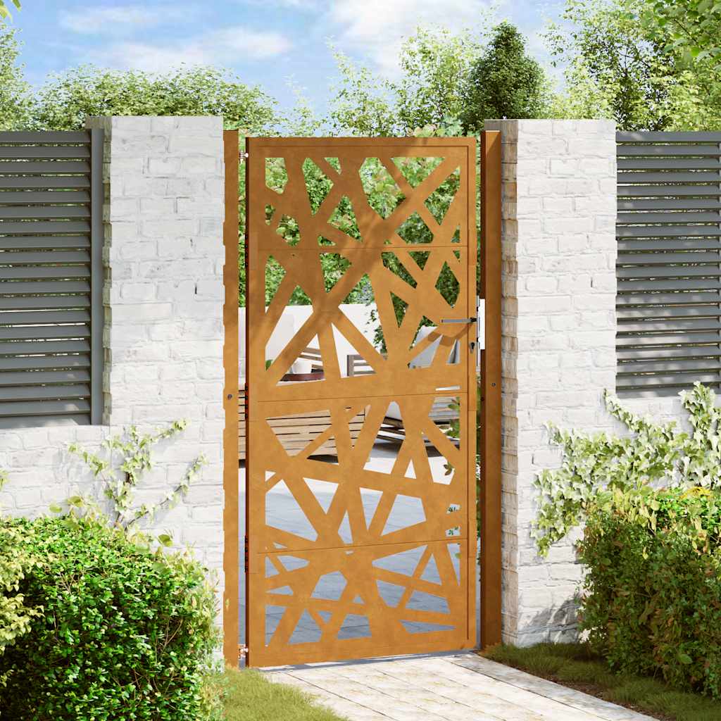 Cancello da Giardino 105x180 cm Acciaio Corten Design Leggero