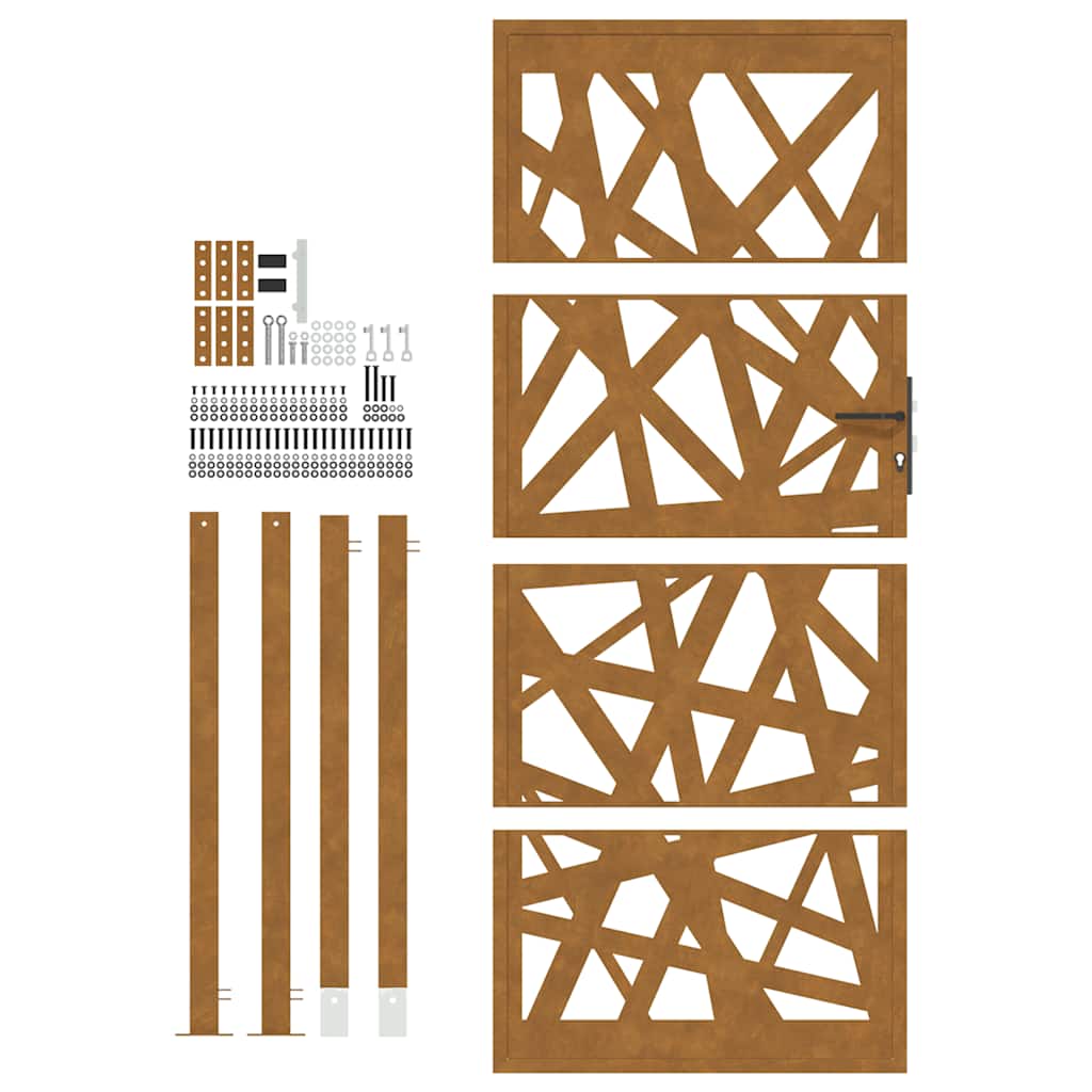 Cancello da Giardino 105x205 cm Acciaio Corten Design Leggero 4100958