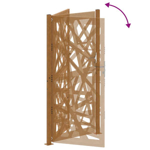 vidaXL Cancello da Giardino 105x205 cm Acciaio Corten Design Leggero