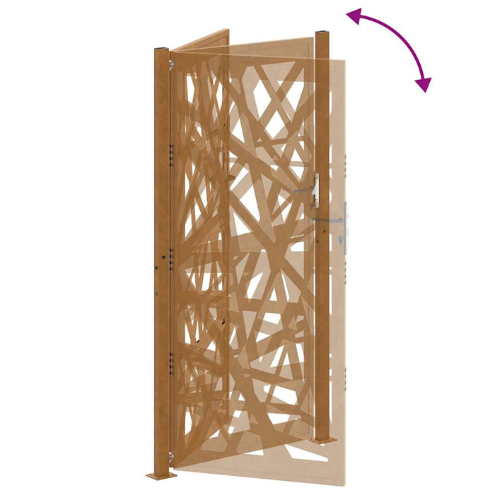 vidaXL Cancello da Giardino 105x205 cm Acciaio Corten Design Leggero