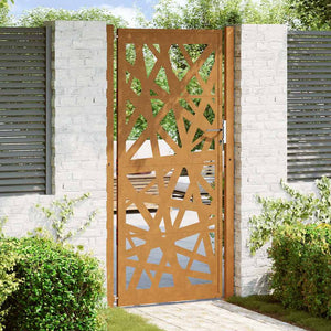 vidaXL Cancello da Giardino 105x205 cm Acciaio Corten Design Leggero