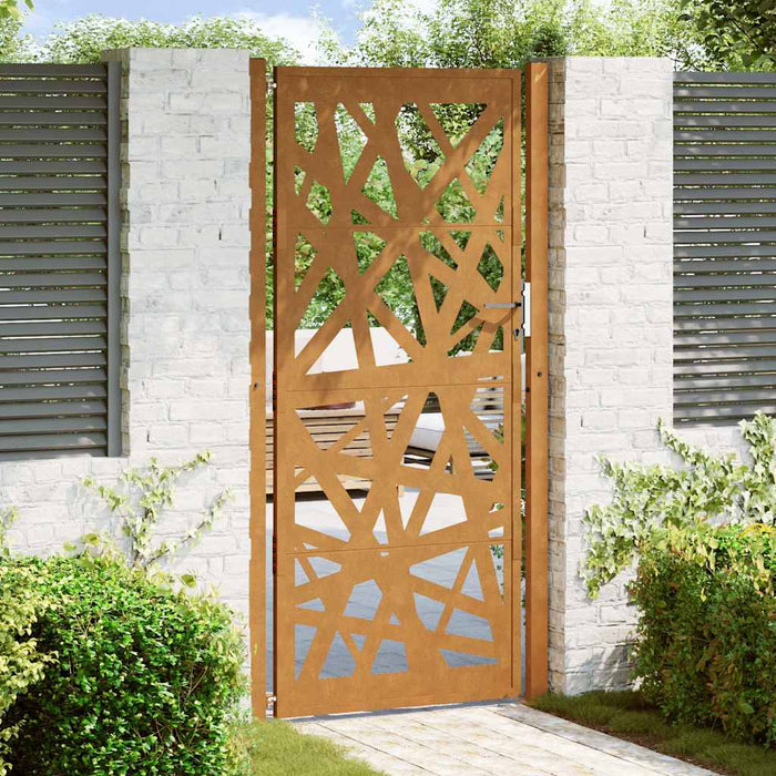 vidaXL Cancello da Giardino 105x205 cm Acciaio Corten Design Leggero
