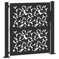 vidaXL Cancello Giardino Nero 105x106 cm in Acciaio Design a Foglia