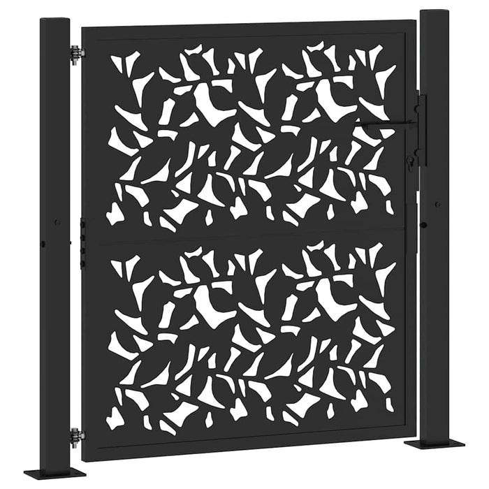 vidaXL Cancello Giardino Nero 105x106 cm in Acciaio Design a Foglia