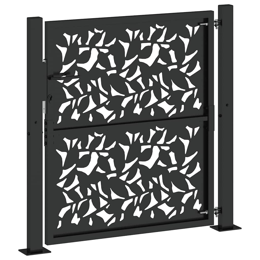 vidaXL Cancello Giardino Nero 105x106 cm in Acciaio Design a Foglia