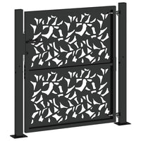 vidaXL Cancello Giardino Nero 105x106 cm in Acciaio Design a Foglia