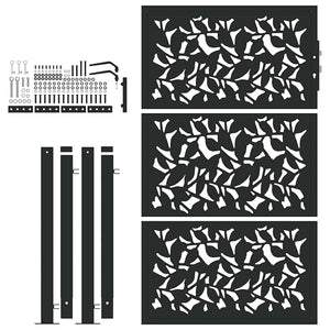 Cancello Giardino Nero 105x155 cm in Acciaio Design a Foglia 4100961