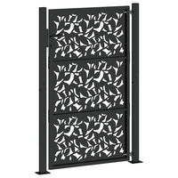 Cancello Giardino Nero 105x155 cm in Acciaio Design a Foglia