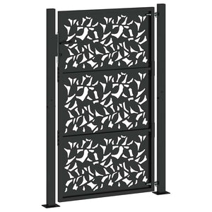 Cancello Giardino Nero 105x155 cm in Acciaio Design a Foglia