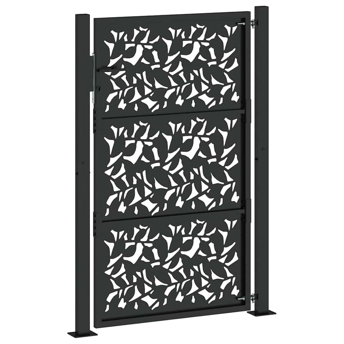 Cancello Giardino Nero 105x155 cm in Acciaio Design a Foglia 4100961