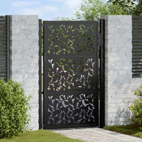 Cancello Giardino Nero 105x155 cm in Acciaio Design a Foglia