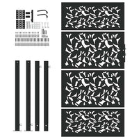 Cancello Giardino Nero 105x180 cm in Acciaio Design a Foglia