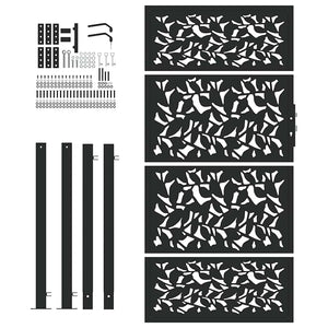 Cancello Giardino Nero 105x180 cm in Acciaio Design a Foglia