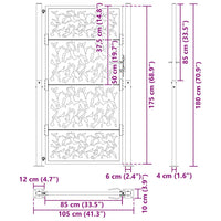 Cancello Giardino Nero 105x180 cm in Acciaio Design a Foglia
