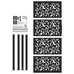 Cancello Giardino Nero 105x205 cm in Acciaio Design a Foglia