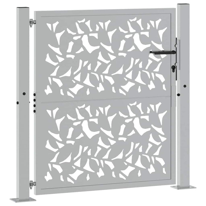 Cancello da Giardino 105x105 cm Acciaio Corten Design a Foglia 4100964