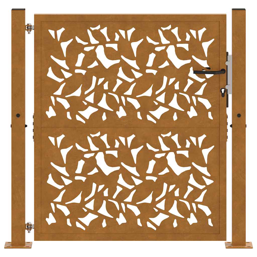 Cancello da Giardino 105x105 cm Acciaio Corten Design a Foglia 4100964