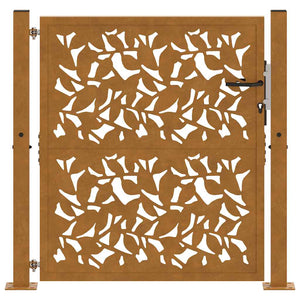 Cancello da Giardino 105x105 cm Acciaio Corten Design a Foglia 4100964