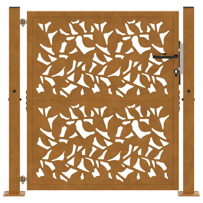 Cancello da Giardino 105x105 cm Acciaio Corten Design a Foglia 4100964