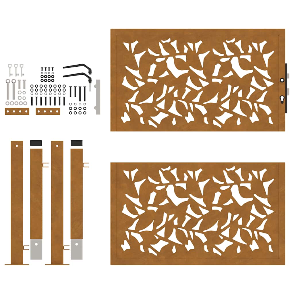 Cancello da Giardino 105x105 cm Acciaio Corten Design a Foglia 4100964