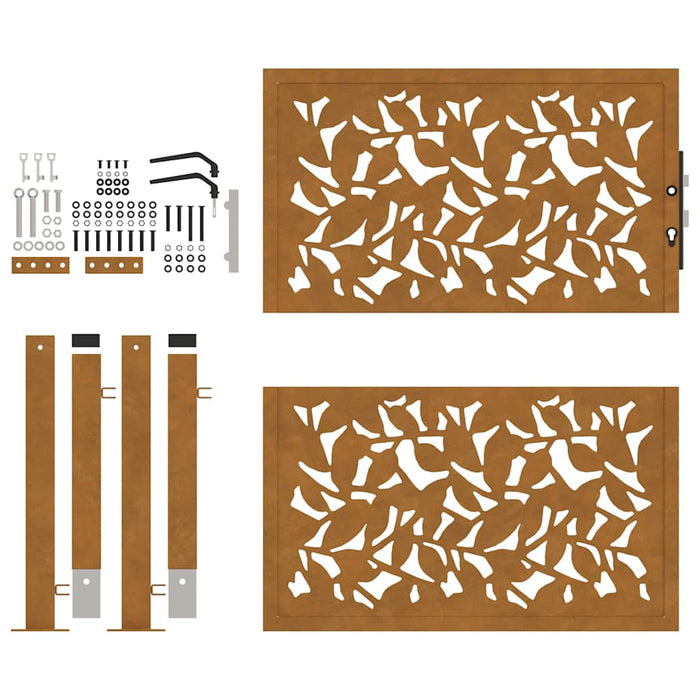 Cancello da Giardino 105x105 cm Acciaio Corten Design a Foglia 4100964