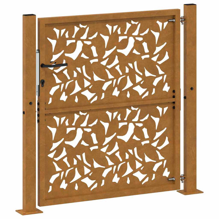 vidaXL Cancello da Giardino 105x105 cm Acciaio Corten Design a Foglia