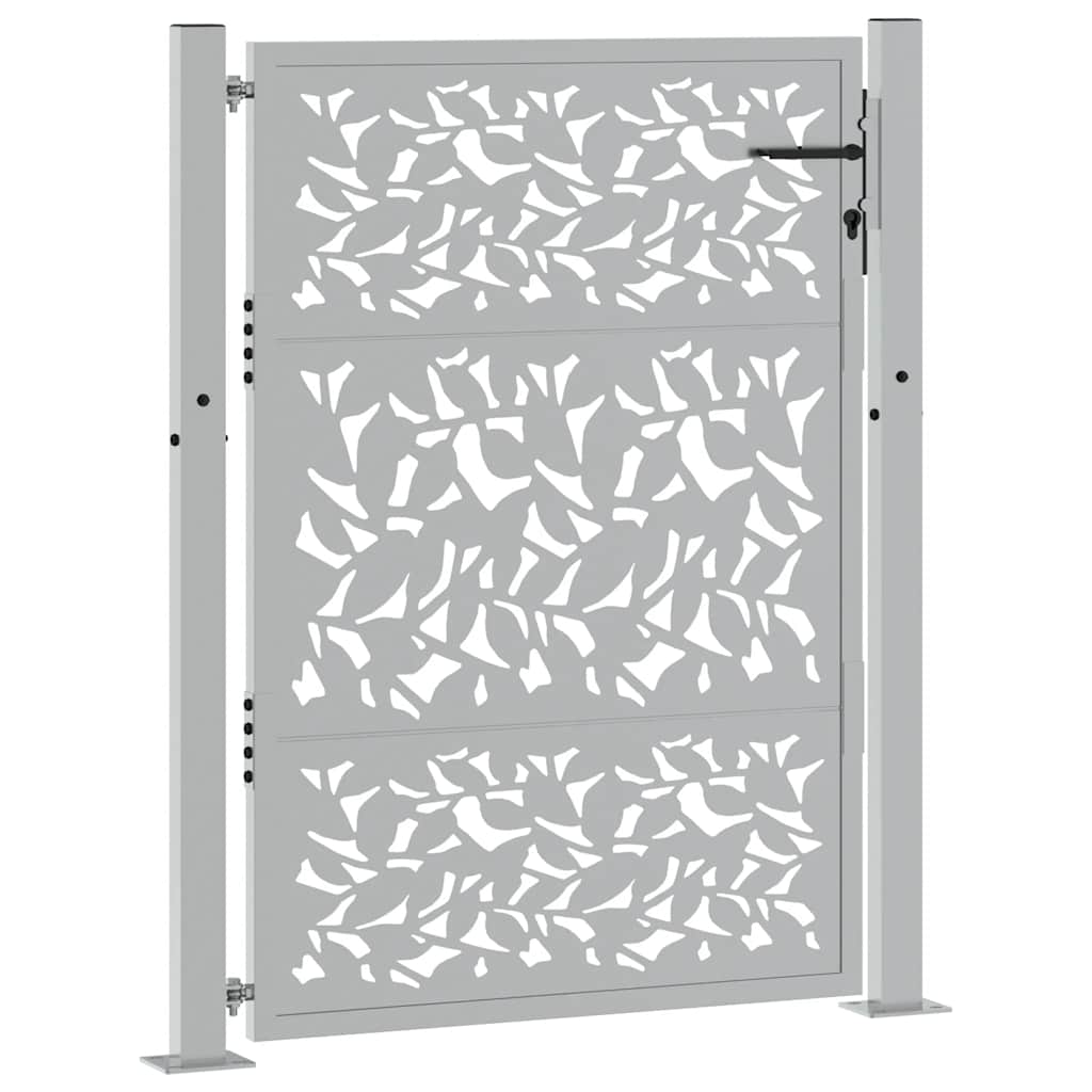 Cancello da Giardino 105x130 cm Acciaio Corten Design a Foglia 4100965