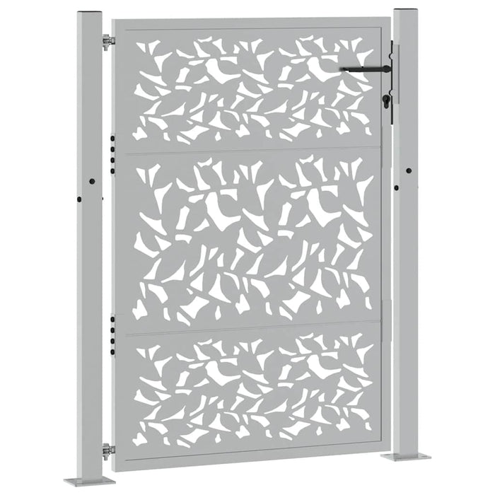 Cancello da Giardino 105x130 cm Acciaio Corten Design a Foglia 4100965