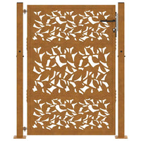Cancello da Giardino 105x130 cm Acciaio Corten Design a Foglia 4100965