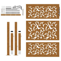 Cancello da Giardino 105x130 cm Acciaio Corten Design a Foglia 4100965