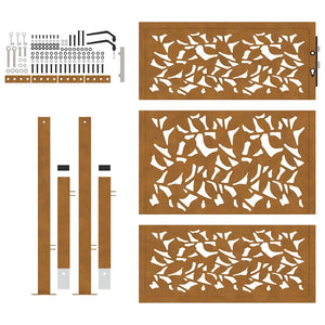 Cancello da Giardino 105x130 cm Acciaio Corten Design a Foglia 4100965