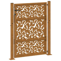 Cancello da Giardino 105x130 cm Acciaio Corten Design a Foglia 4100965