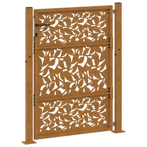 Cancello da Giardino 105x130 cm Acciaio Corten Design a Foglia 4100965