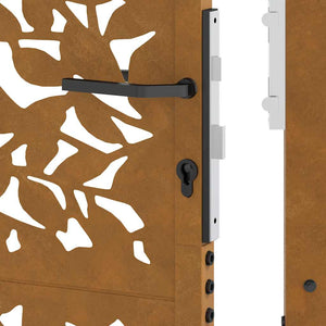 Cancello da Giardino 105x130 cm Acciaio Corten Design a Foglia 4100965