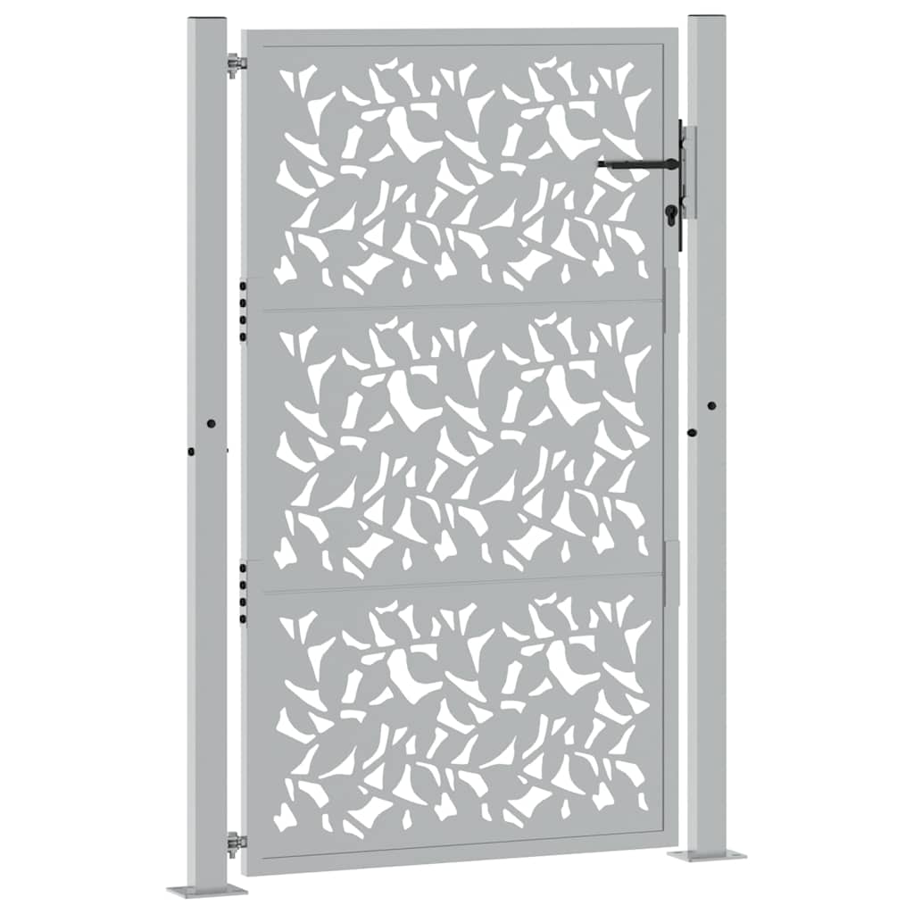 vidaXL Cancello da Giardino 105x155 cm Acciaio Corten Design a Foglia