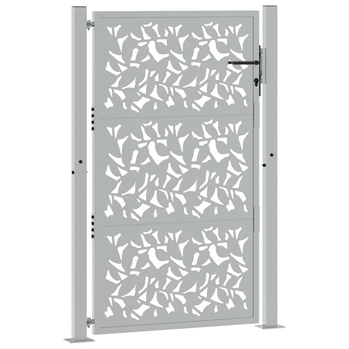 vidaXL Cancello da Giardino 105x155 cm Acciaio Corten Design a Foglia