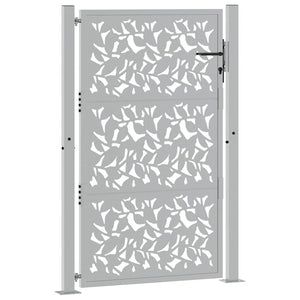 Cancello da Giardino 105x155 cm Acciaio Corten Design a Foglia 4100966