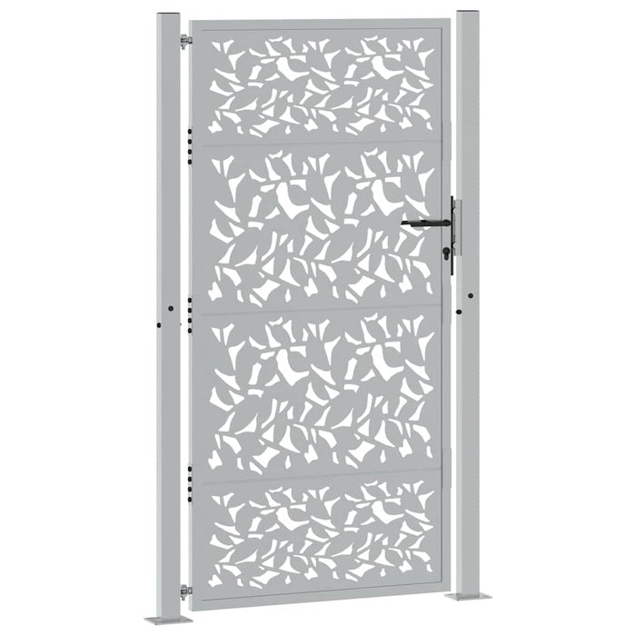 vidaXL Cancello da Giardino 105x180 cm Acciaio Corten Design a Foglia