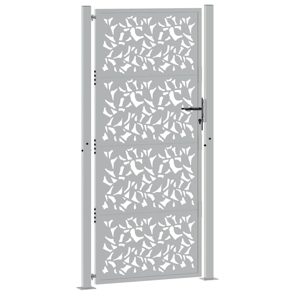 Cancello da Giardino 105x205 cm Acciaio Corten Design a Foglia