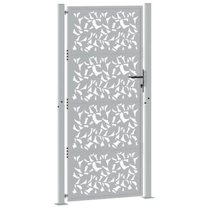 Cancello da Giardino 105x205 cm Acciaio Corten Design a Foglia