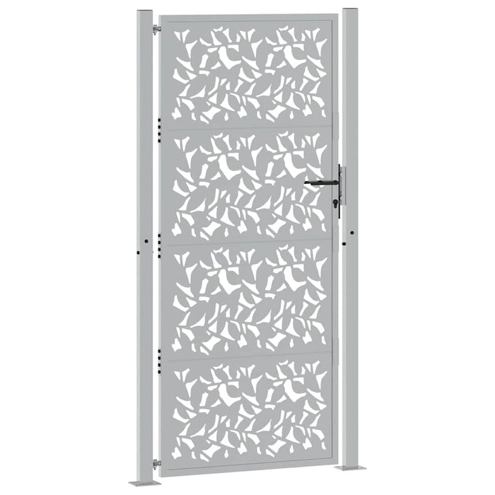 Cancello da Giardino 105x205 cm Acciaio Corten Design a Foglia