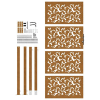 Cancello da Giardino 105x205 cm Acciaio Corten Design a Foglia 4100968