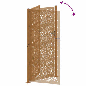 Cancello da Giardino 105x205 cm Acciaio Corten Design a Foglia