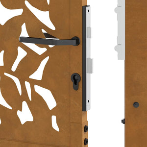 Cancello da Giardino 105x205 cm Acciaio Corten Design a Foglia 4100968